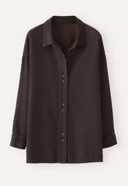 Overshirt, Schwarzbraun, webstill