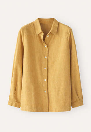 Overshirt mit geschwungenem Saum, Sandiges Ocker, webstill