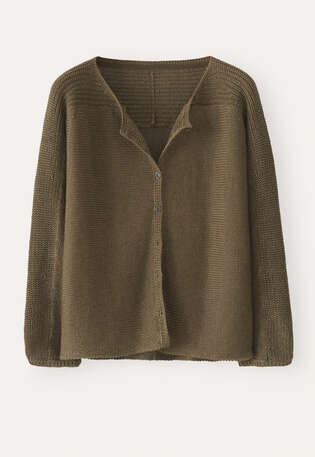 Cardigan mit Dolman-&Auml;rmeln, Gr&uuml;n/Taupe, webstill