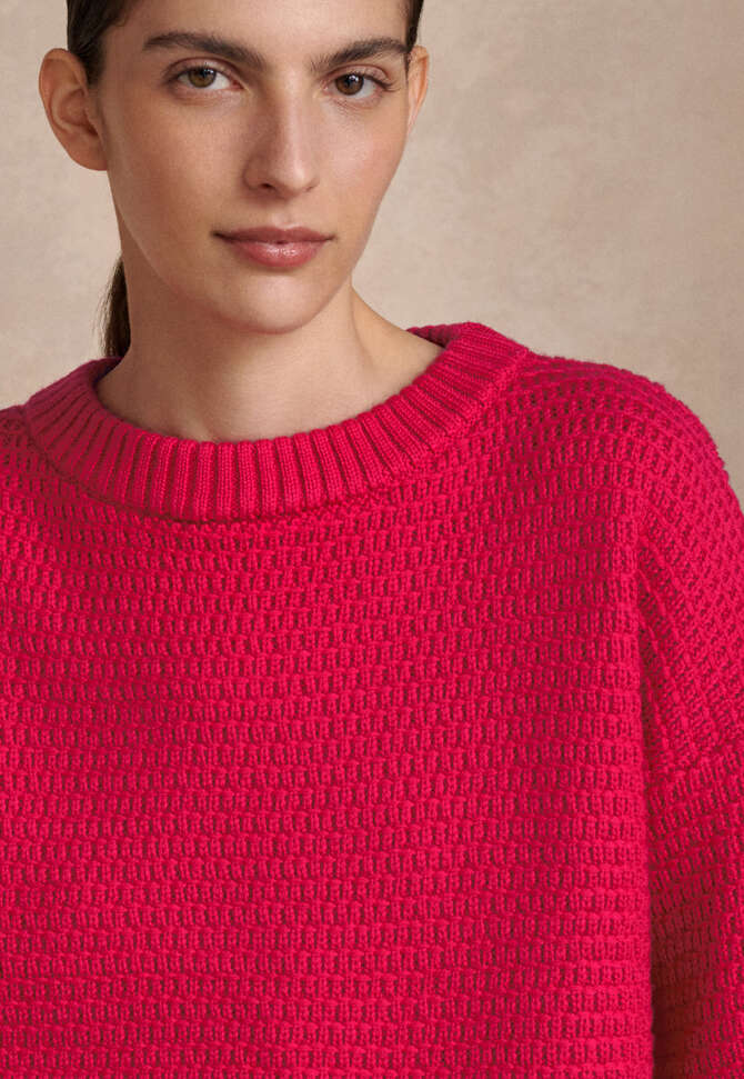 Pullover im Fangmuster, Rosa/Rot, completeTheLook