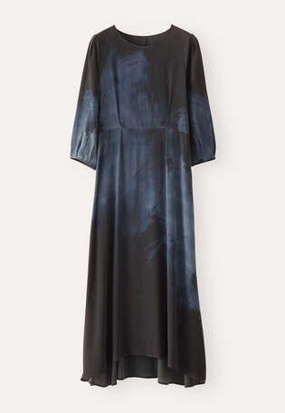 Langes Kleid mit Print, Mitternacht, webstill