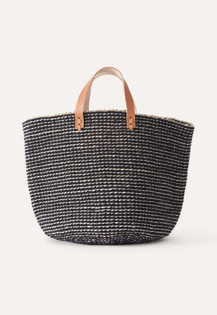 Gro&szlig;e geflochtene Bucket-Bag, Grau, webstill