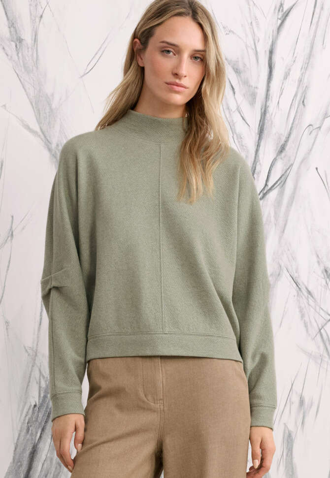 Sweatshirt mit Falten&auml;rmeln, Gewaschenes Salbeigr&uuml;n, completeTheLook
