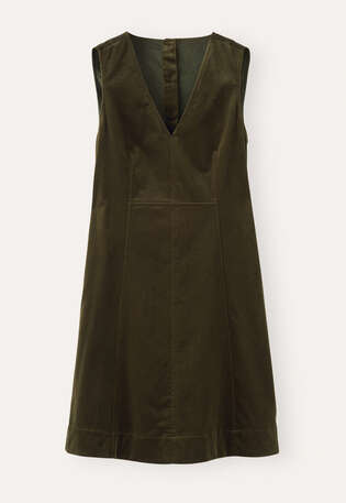 &Auml;rmelloses Samtkleid, Dunkles Khaki, webstill