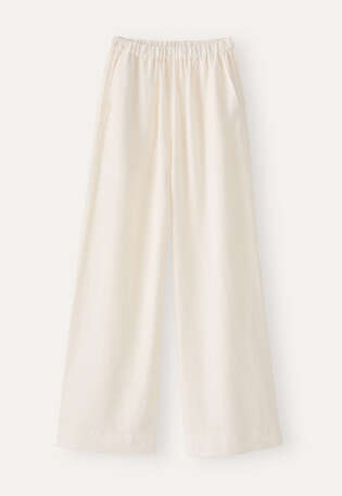 Weitbeinige Schlupfhose, Ecru, webstill