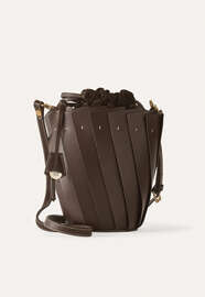 Schultertasche, Dunkelbraun, webstill