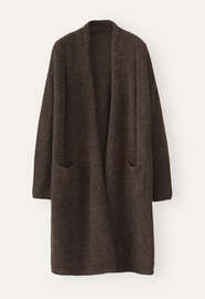 Verschlussloser Cardigan, Dunkelbraun, webstill