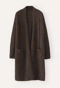 Verschlussloser Cardigan, Dunkelbraun, webstill