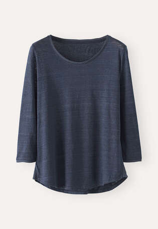 Top mit Rundhalsausschnitt, Blauschwarz, webstill