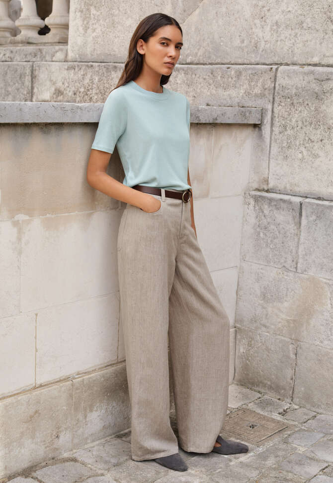 T-Shirt aus Seide und Baumwolle, Aqua-Nebel, completeTheLook
