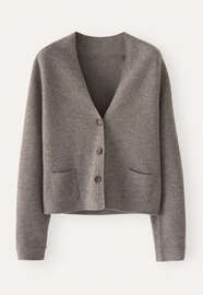 Gestrickte Jacke, Taupe-Braun, webstill