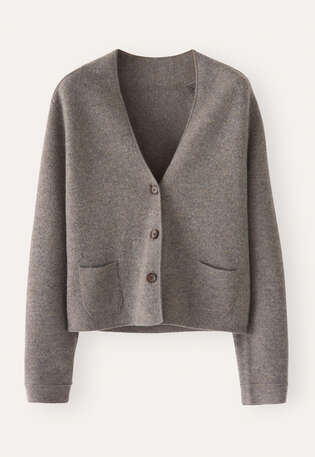 Gestrickte Jacke, Taupe-Braun, webstill