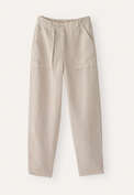Hose mit schmal zulaufendem Bein, Blasses Nerzbraun, webstill
