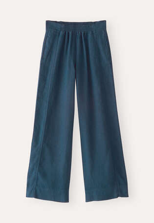 Hose mit weitem Bein, Dunkles Denimblau, webstill