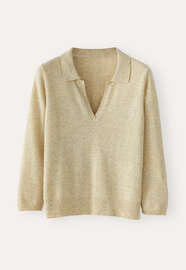 Pullover mit Kragen, Rehbraun/Gelb, webstill
