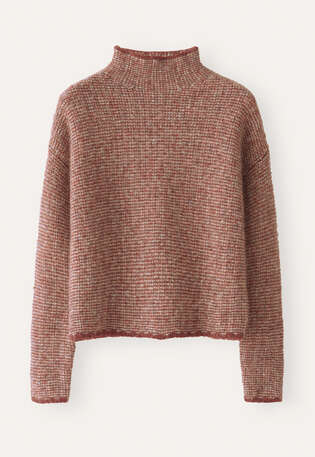 Pullover mit Trichterkragen, Chili/Muschel, webstill