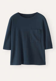 T-shirt mit Tasche, Dunkelblau, webstill