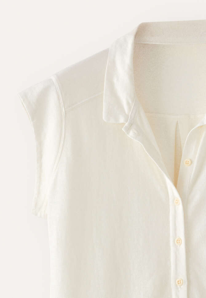 Fl&uuml;gel&auml;rmel-Bluse aus Jersey, Ecru, completeTheLook