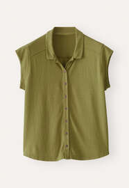 Fl&uuml;gel&auml;rmel-Bluse aus Jersey, Dunkle Limette, webstill