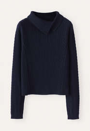 Pullover mit Ripp- und Zopfmuster, Tinte, webstill