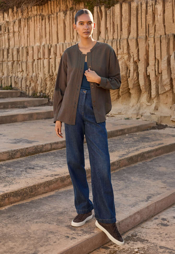 Vichy-Karo-Bluse, Mitternacht/Koralle, completeTheLook
