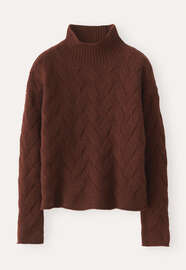 Zopfpullover, Rostbraun, webstill