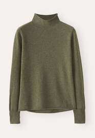 Pullover mit hohem Kragen, Dunkles Oliv, webstill