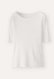 Geripptes Jersey-Oberteil, Ecru, webstill