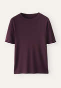 T-Shirt aus Seide und Baumwolle, Brombeere, webstill