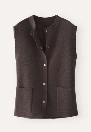 Strickgilet, Dunkelbraun, webstill