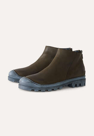 Stiefeletten mit r&uuml;ckw&auml;rtigem Rei&szlig;verschluss, Dunkelgr&uuml;n, webstill