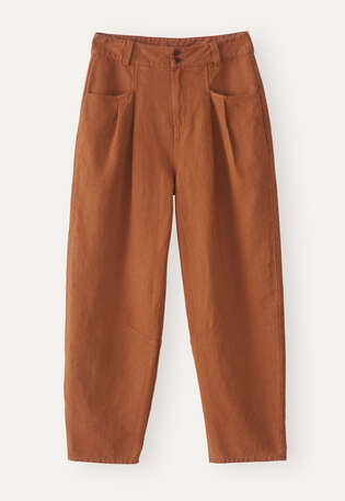 Schmal zulaufende Hose, Kastanie, webstill