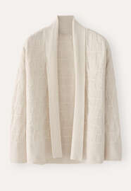 Gemusterter Cardigan, Blasses Naturbeige, webstill