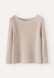 Zweifarbiger Rippstrick-Pullover, Blasses Muschelrosa, webstill
