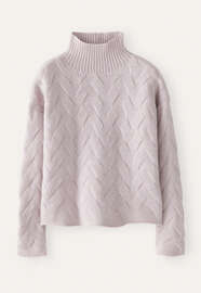 Zopfpullover, Flieder-Rehbraun, webstill