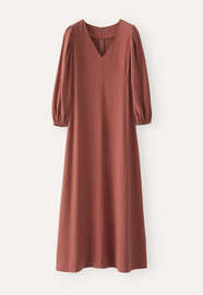 Langes Kleid mit V-Ausschnitt, Rouge, webstill