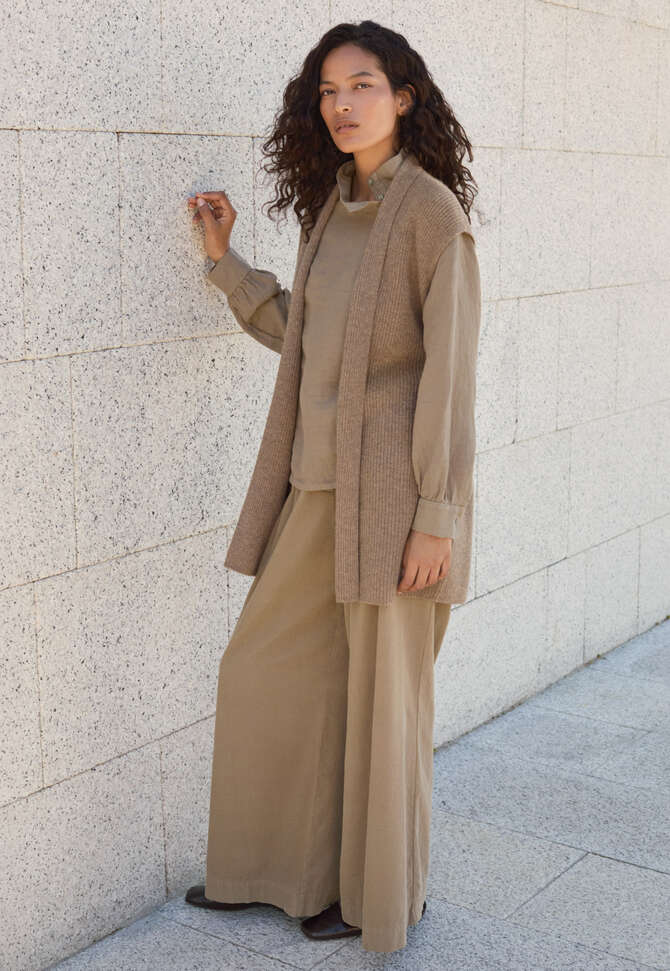 &Auml;rmelloser Rippstrick-Cardigan, Caf&eacute; Latte, completeTheLook