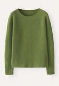 Gerippter Pullover mit Rundhalsausschnitt, Apfelgr&uuml;n, webstill