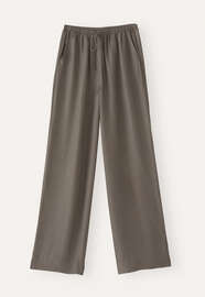 Tunnelzughose mit weitem Bein, Khaki-Taupe, webstill