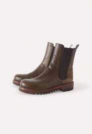 Stiefeletten, Dunkeloliv, webstill