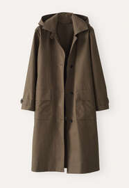 Trenchcoat mit Kapuze, Khakigrau, webstill