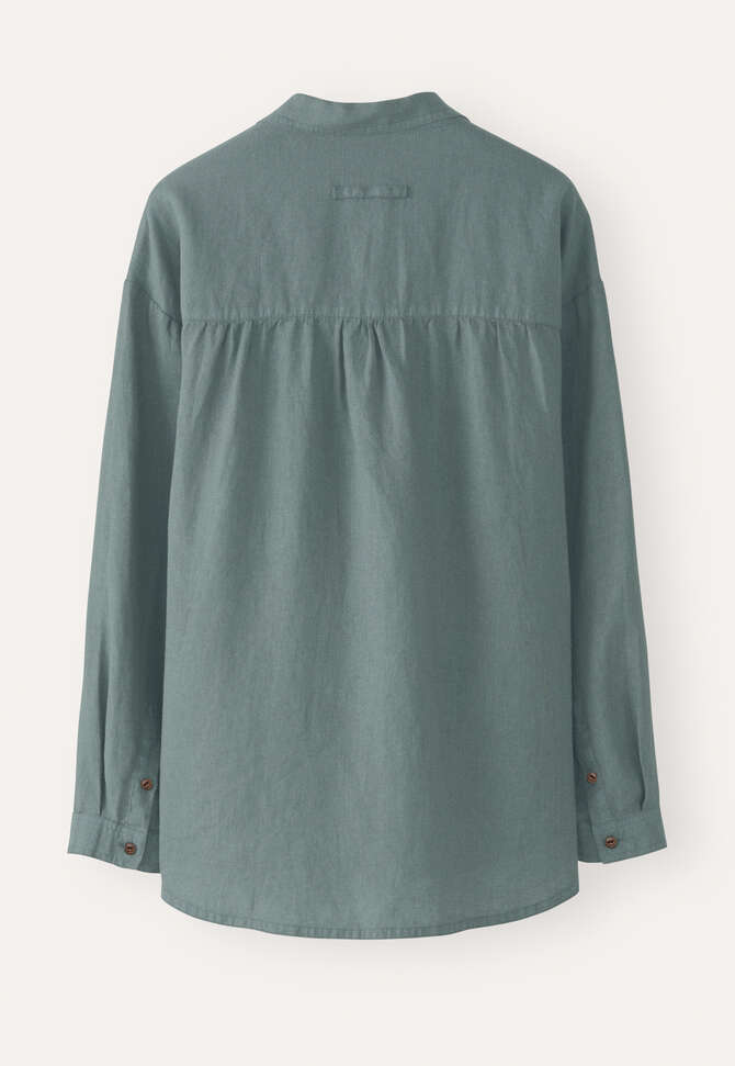 Overshirt aus Leinen, Dunkles Lorbeergr&uuml;n, completeTheLook