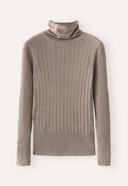 Gerippter Pullover, Haferbeige, webstill
