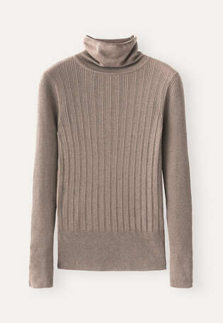 Gerippter Pullover, Haferbeige, webstill