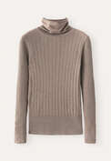 Gerippter Pullover, Haferbeige, webstill