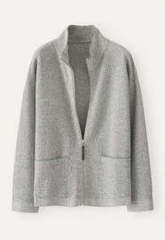 Rei&szlig;verschluss-Strickjacke, Monochrom, webstill