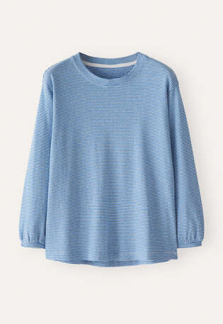 Gestreiftes Jersey-Oberteil, Zartes Indigo, webstill