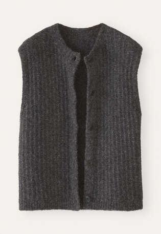 &Auml;rmelloser Cardigan, Kohlschwarz, webstill