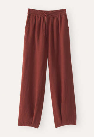 Schmal zulaufende Schlupfhose, Chilibraun, webstill