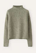 Pullover mit Trichterkragen, Waldgr&uuml;n/Rehbraun, webstill
